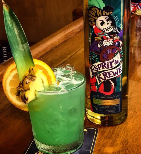 Emerald Coast cocktail made with Esprit de Krewe Golden Rum