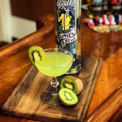 Kiwi Tini made with Rollins Distillery Cane Vodka